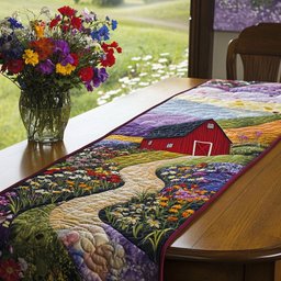 Barn Path with Flowers Table Runner - Made to Order TABLE928