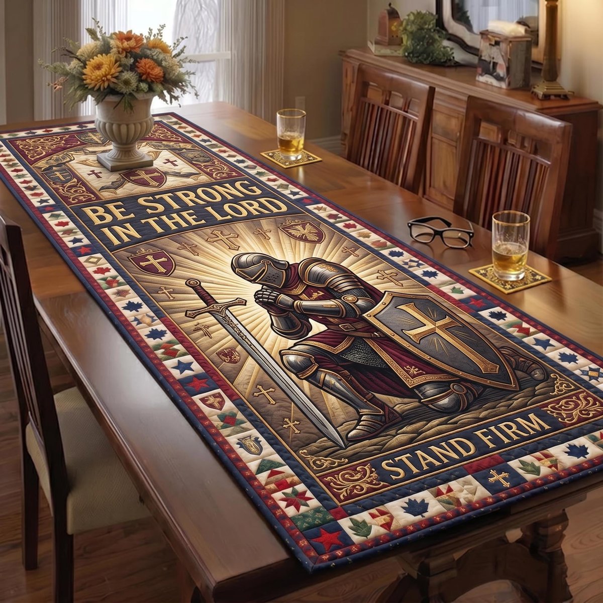 Be Strong in the Lord Stand Firm Table Runner - Made to Order TABLE928