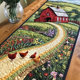 Barn and Chickens Table Runner - Made to Order TABLE928