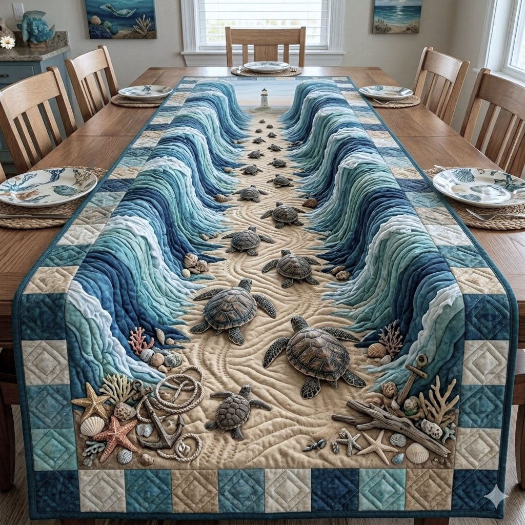 Baby Turtles Crossing the Sand Table Runner - Made to Order TABLE928