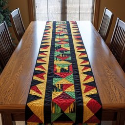 Aztec Stripes in Yellow and Red Table Runner - Made to Order TABLE928