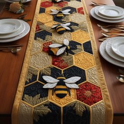 Bees on Honeycomb Blocks Table Runner - Made to Order TABLE928