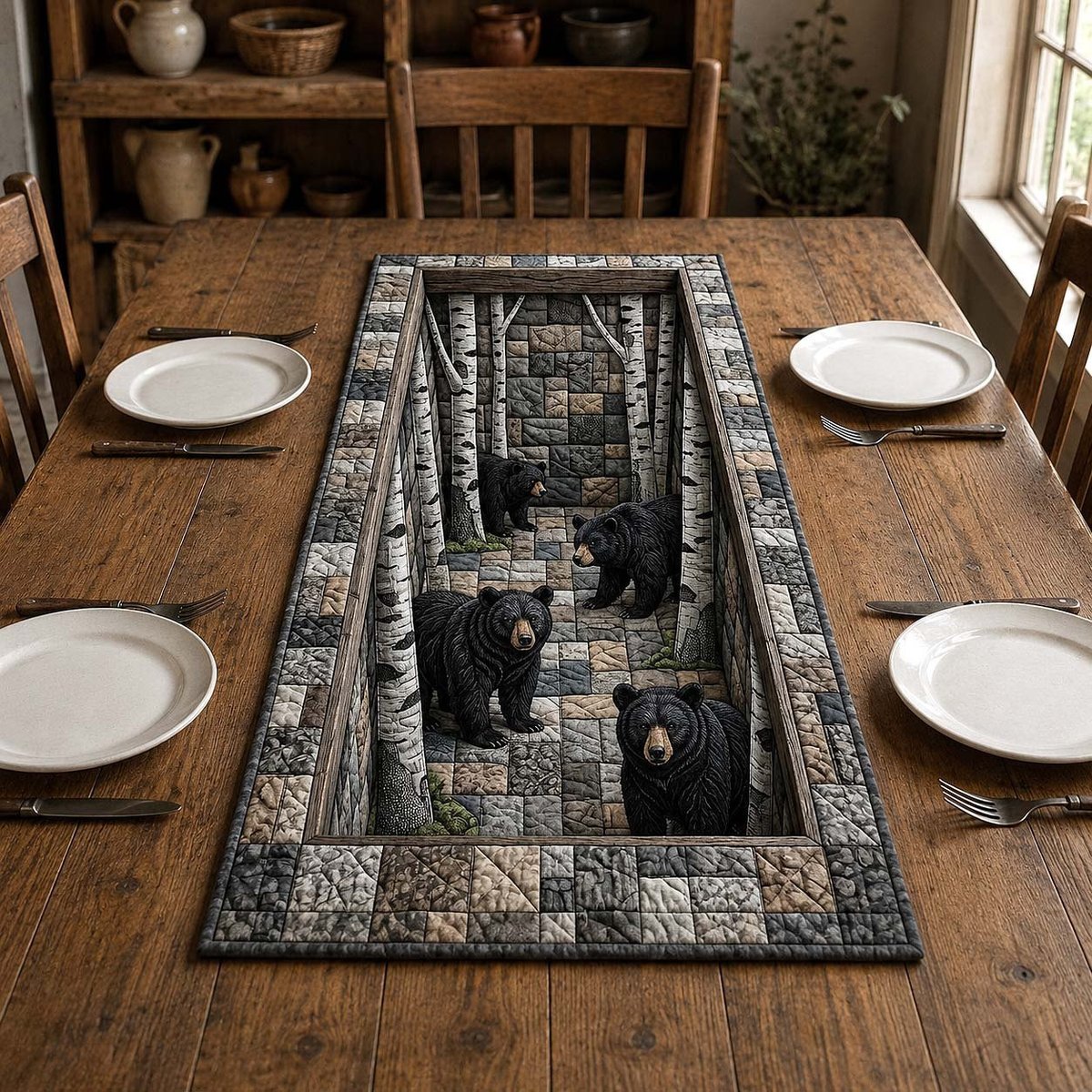 Bears in the Birch Forest Table Runner - Made to Order TABLE928