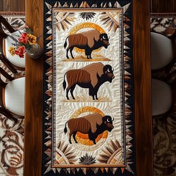 Bison Trio on Southwest Panel Table Runner - Made to Order TABLE928