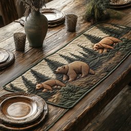 Bear Family on Weathered Wood Table Runner - Made to Order TABLE928