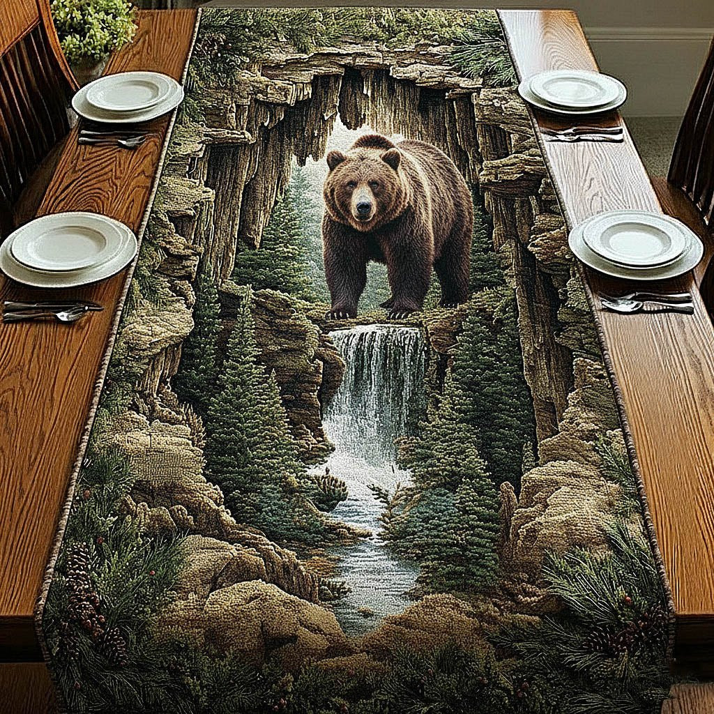 Bear Above a Waterfall Gorge Table Runner - Made to Order TABLE928