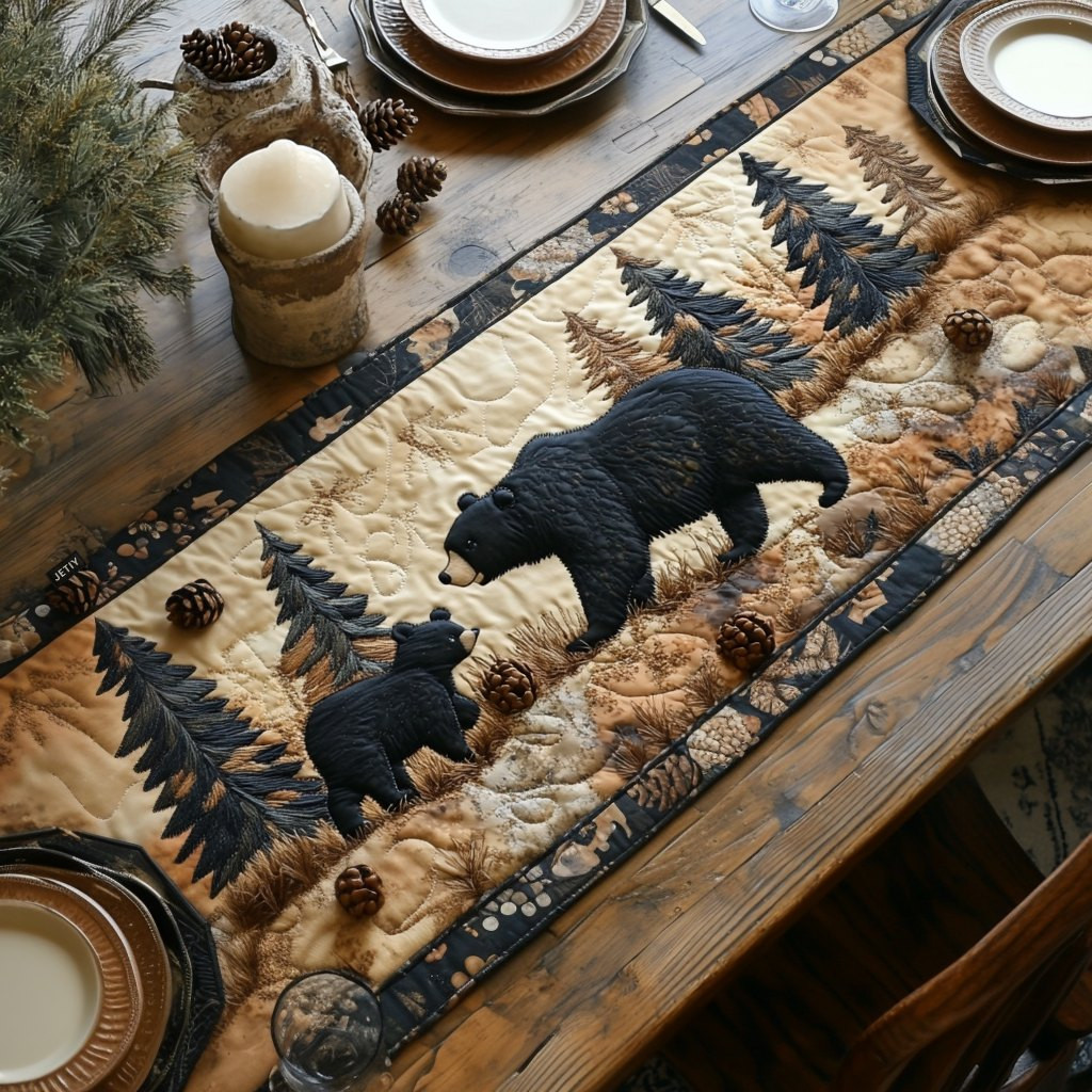 Black Bears Among Pine Trees Table Runner - Made to Order TABLE928