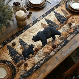 Black Bears Among Pine Trees Table Runner - Made to Order TABLE928