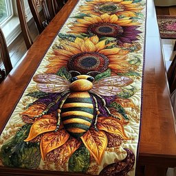 Bee on a Golden Sunflower Table Runner - Made to Order TABLE928