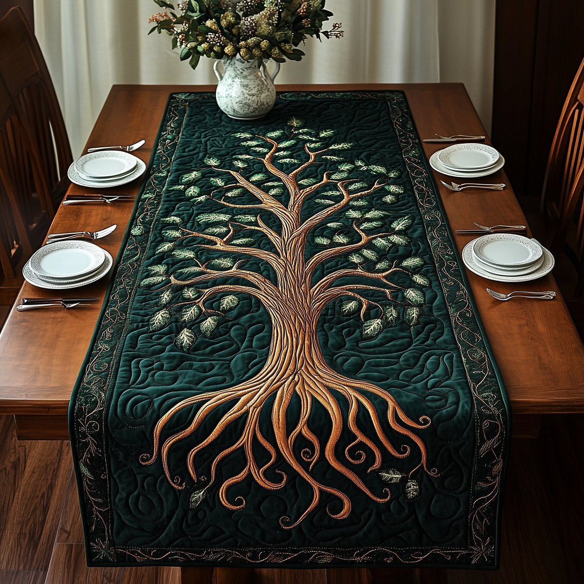 Bare Tree with Sweeping Roots Table Runner - Made to Order TABLE928