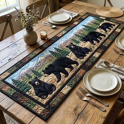 Black Bears Along the Pine Ridge Table Runner - Made to Order TABLE928