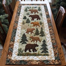 Bear Family with Pine Trees Table Runner - Made to Order TABLE928