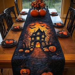 Bats Over the Pumpkin Manor Table Runner - Made to Order TABLE928