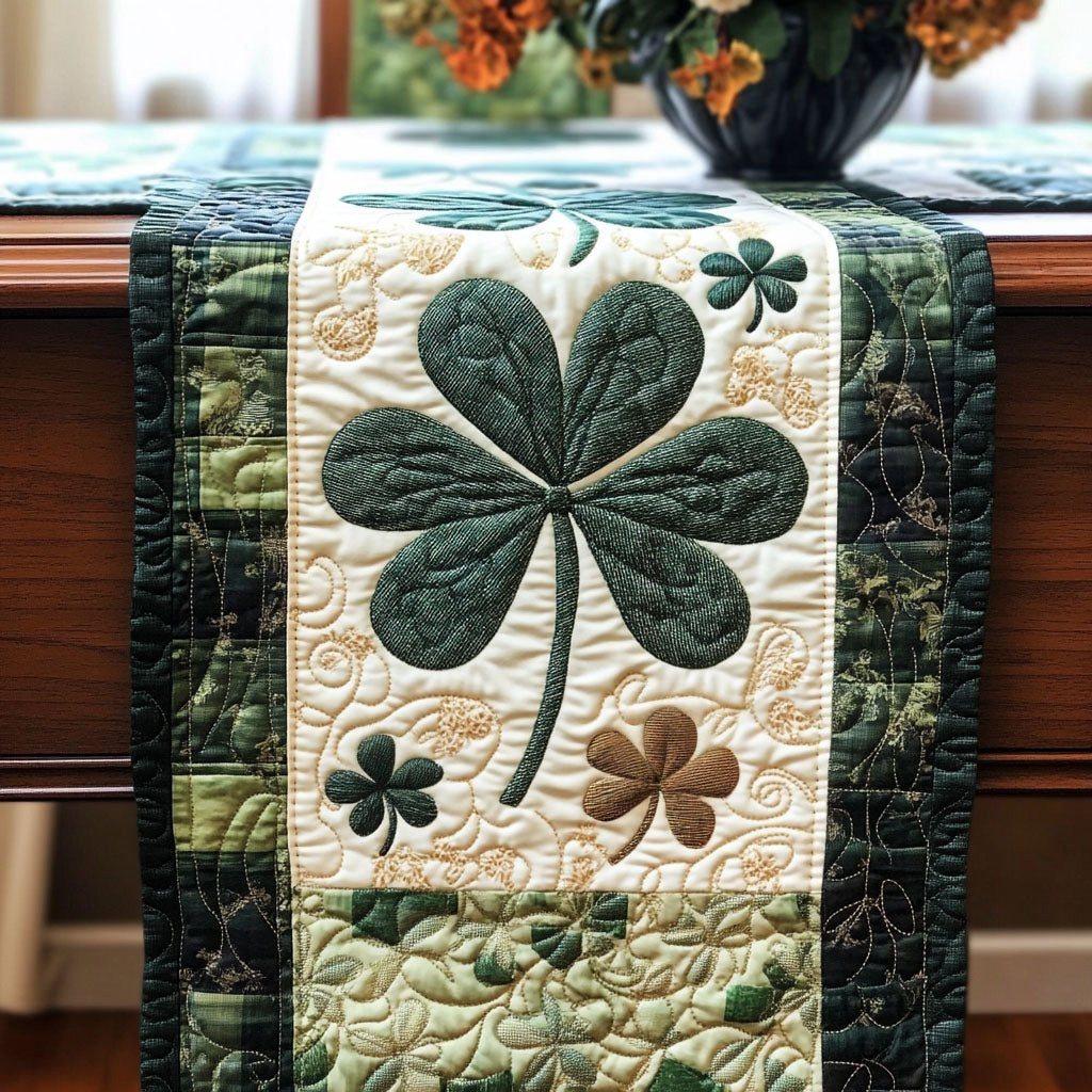 Big Shamrock on Cream Panel Table Runner - Made to Order TABLE928