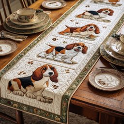 Beagles in Cream Blocks Table Runner - Made to Order TABLE928