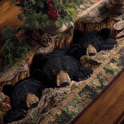Black Bears Among Pinecones Table Runner - Made to Order TABLE928