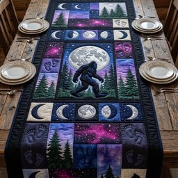 Bigfoot with Purple Moon Phases Table Runner - Made to Order TABLE928