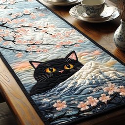 Black Cat Fuji Table Runner - Made to Order TABLE928