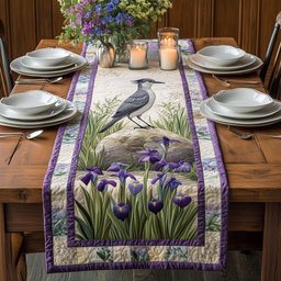 Bird on Stone in Iris Garden Table Runner - Made to Order TABLE928