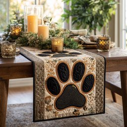 Big Paw Print on Cream Table Runner - Made to Order TABLE928
