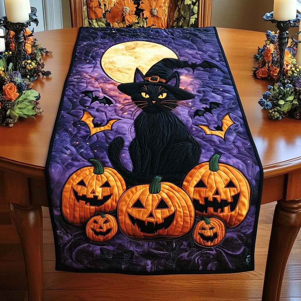Black Cat and Pumpkins Table Runner - Made to Order TABLE928