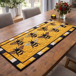 Bees on a Golden Honeycomb Panel Table Runner - Made to Order TABLE928
