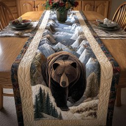 Bear Emerging from Snowy Forest Table Runner - Made to Order TABLE928
