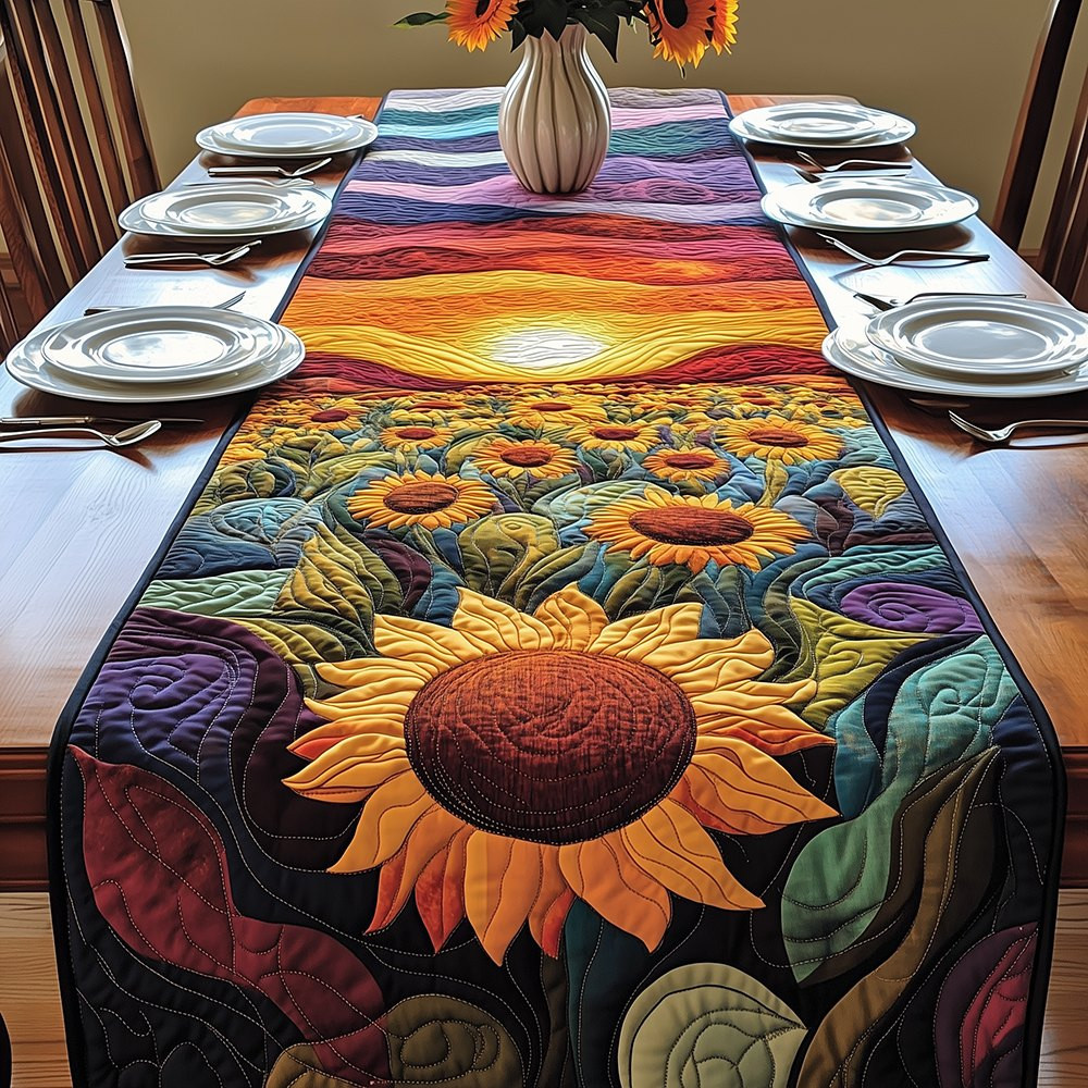 Big Sunflower over Sunset Field Table Runner - Made to Order TABLE928