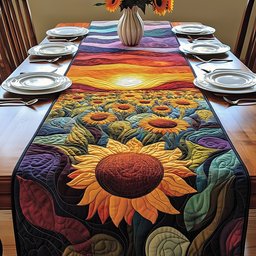 Big Sunflower over Sunset Field Table Runner - Made to Order TABLE928