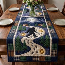 Bigfoot on Plaid with Lanterns Table Runner - Made to Order TABLE928