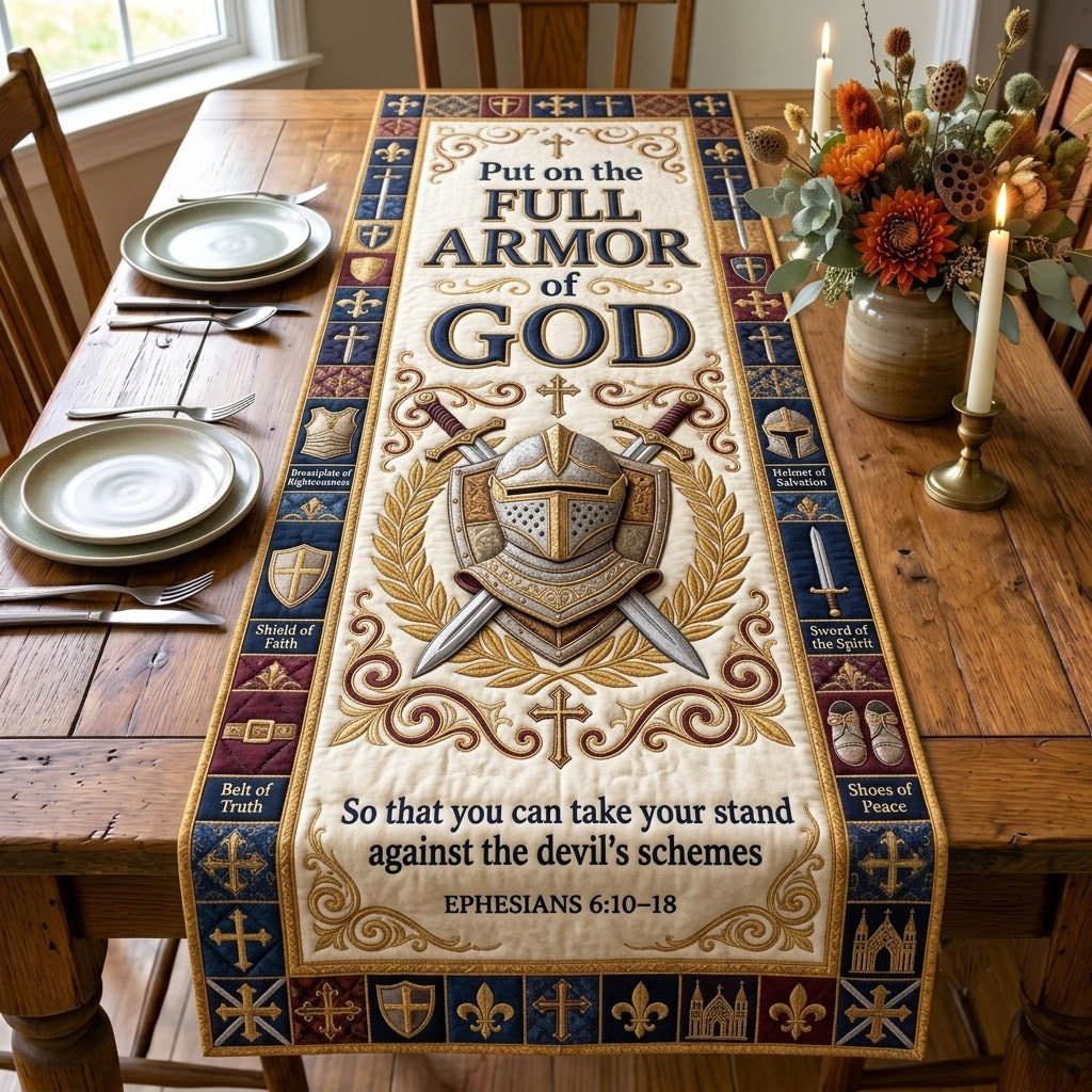 Armor of God Crossed Swords Banner Table Runner - Made to Order TABLE928