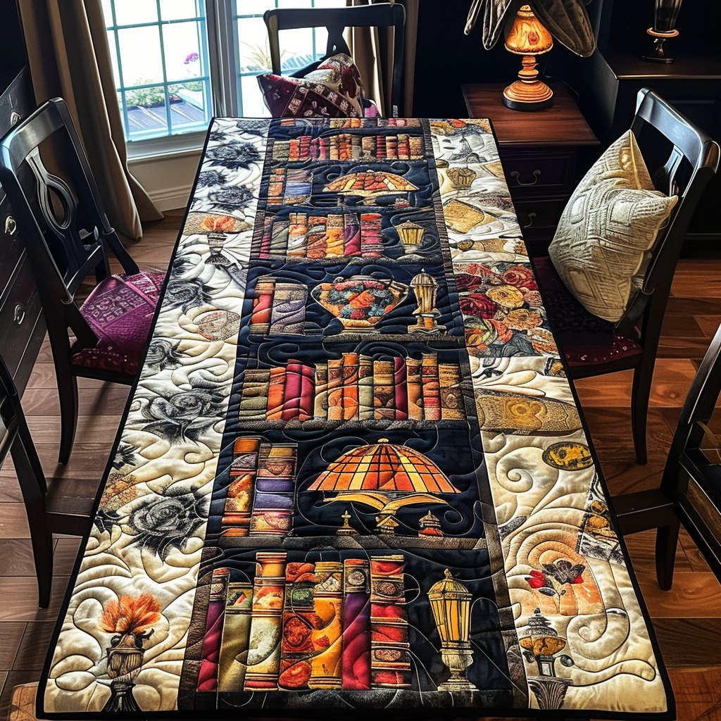 Autumn Bookshelf Blocks Table Runner - Made to Order TABLE928