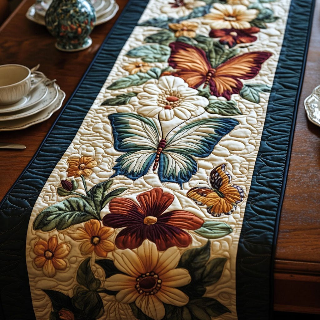 Autumn Blooms with a Butterfly Table Runner - Made to Order TABLE928