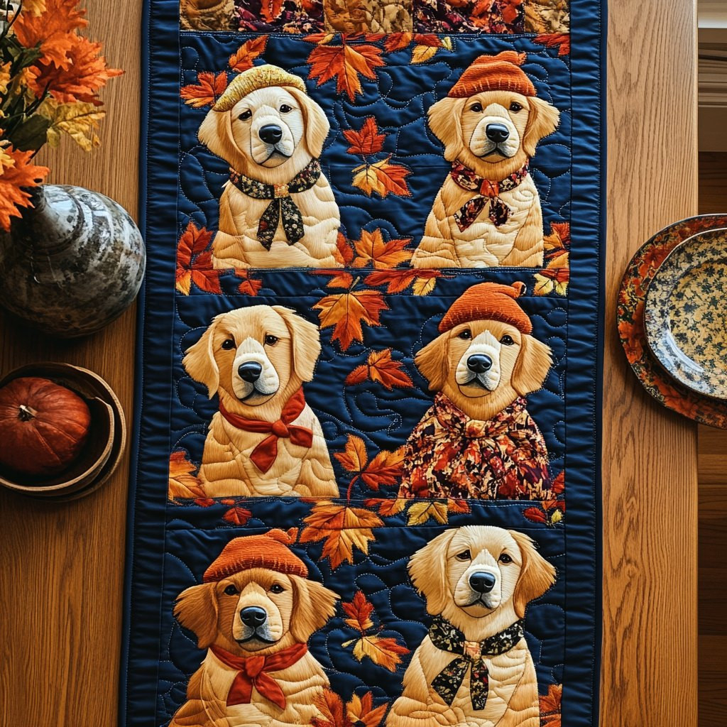 Autumn Gold Paws Table Runner - Made to Order TABLE928