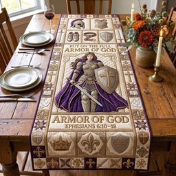 Armor of God Knight in Purple Cloak Table Runner - Made to Order TABLE928
