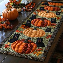 Autumn Black Cat Table Runner - Made to Order TABLE928