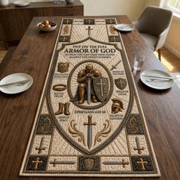 Armor of God Cross Shield Emblem Table Runner - Made to Order TABLE928
