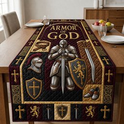 Armor of God Knight on Black Table Runner - Made to Order TABLE928
