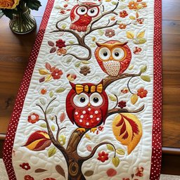 Autumn Branch Owls Table Runner - Made to Order TABLE928