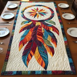 Autumn Feather Spray on Cream Table Runner - Made to Order TABLE928