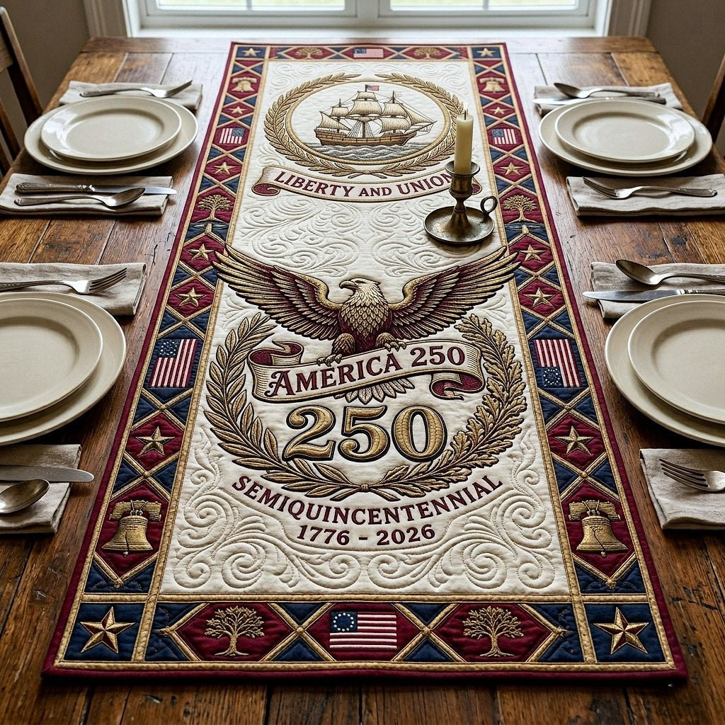 America 250 Semiquincentennial Bell Medallion Table Runner - Made to Order TABLE928