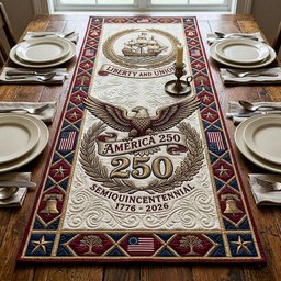 America 250 Semiquincentennial Bell Medallion Table Runner - Made to Order TABLE928