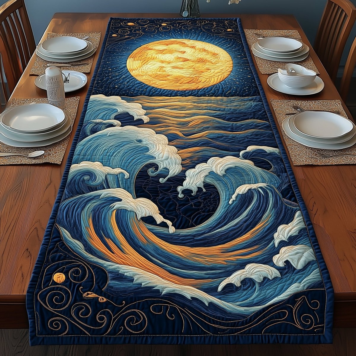 Amber Sunrise over Breaking Surf Table Runner - Made to Order TABLE928