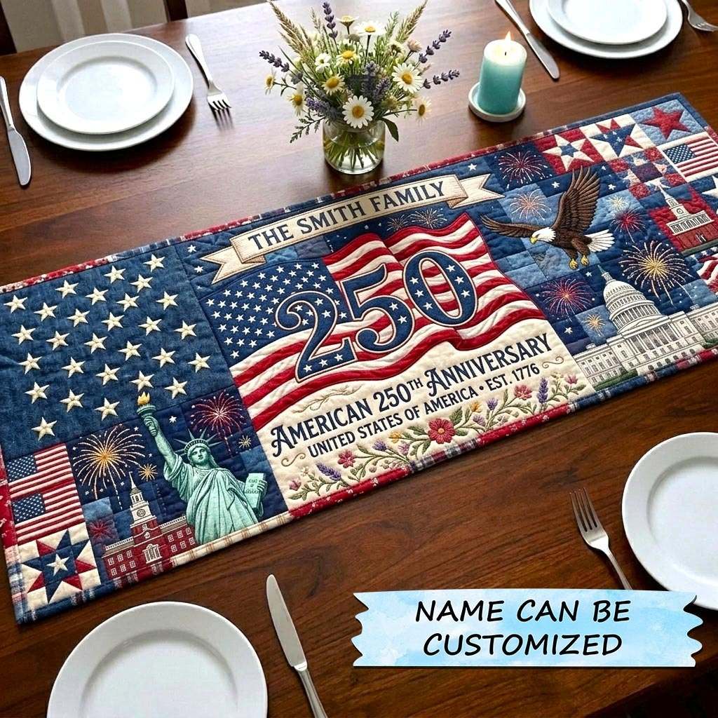 American 250th Anniversary Statue and Eagle Table Runner - Made to Order TABLE928
