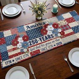 America 250 Years with Flowers Table Runner - Made to Order TABLE928