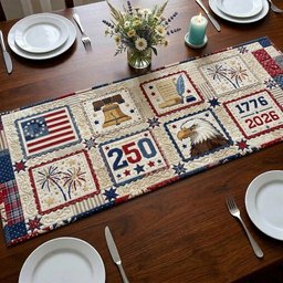 America 250 Patchwork Blocks Table Runner - Made to Order TABLE928