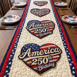 America 250th Birthday Badges Table Runner - Made to Order TABLE928
