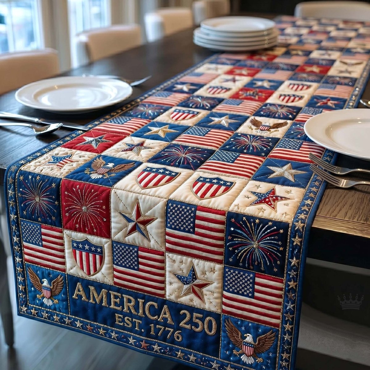 America 250 Established 1776 Blocks Table Runner - Made to Order TABLE928