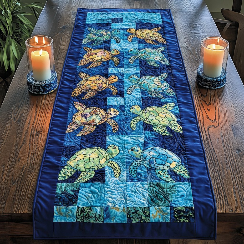 Aqua Drift Table Runner - Made to Order TABLE928