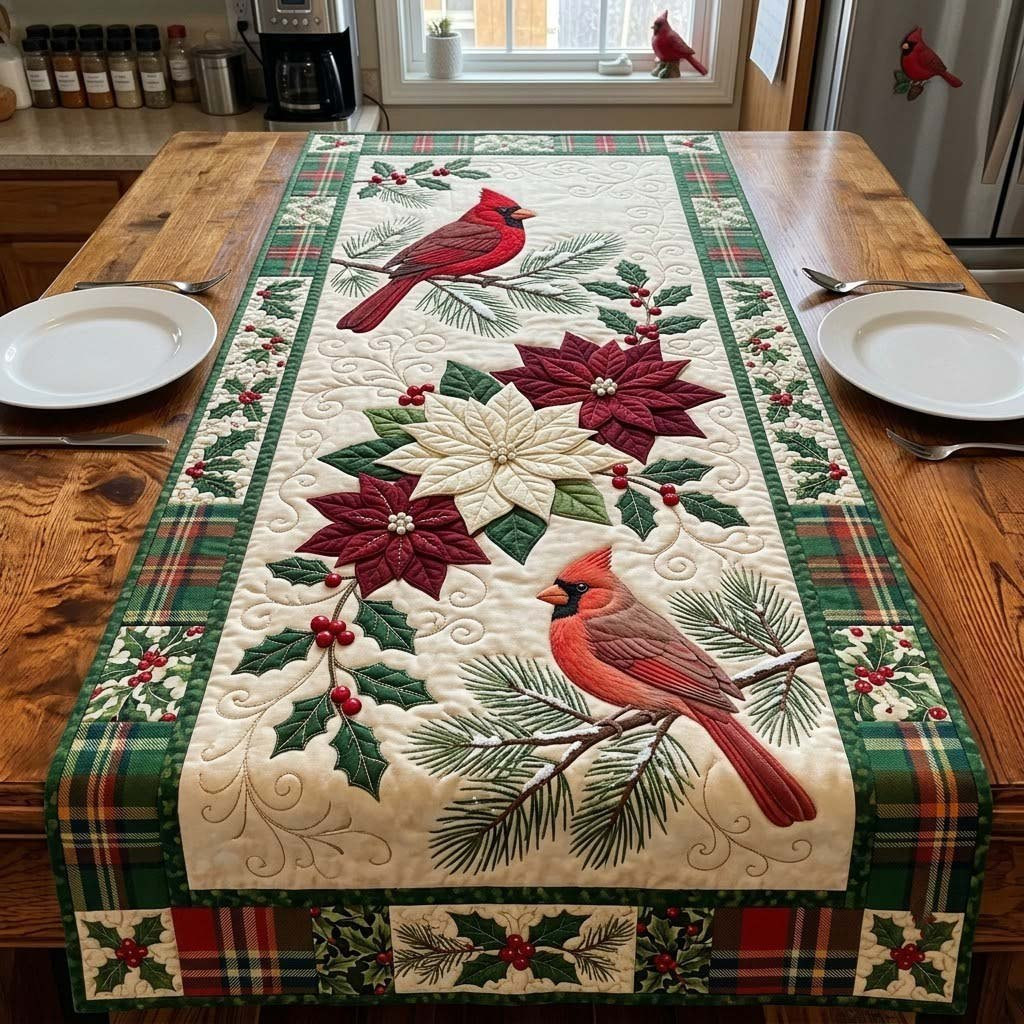 Twin Cardinal Christmas Garden Table Runner - Made to Order TABLE928